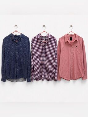 Men’s Button-Up Shirt Bundle (3) – Size Large, Express, Trader Bay, and RVCA
